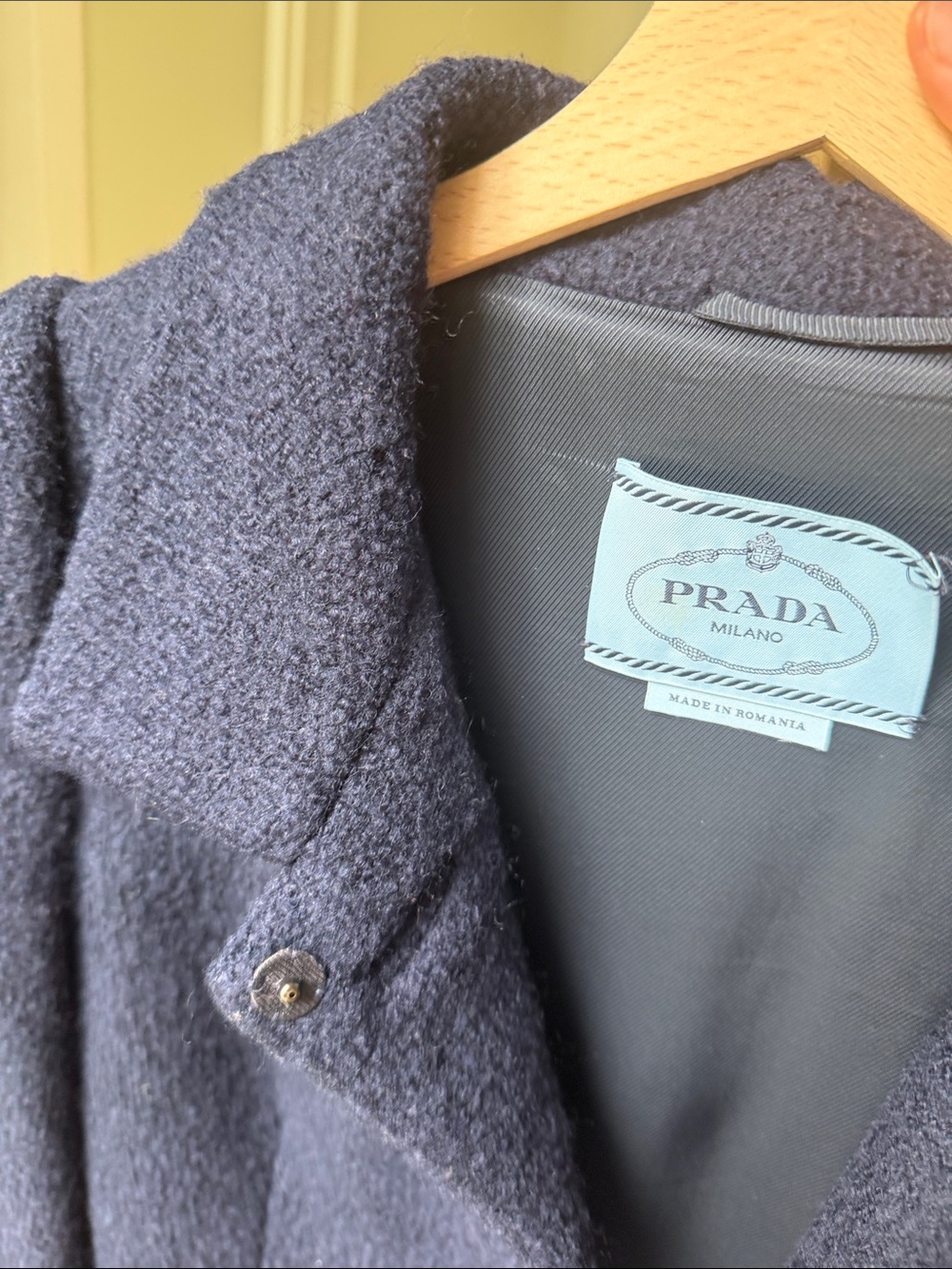 Prada Navy Bouclé Wool Pea Coat - Picture 5 of 5